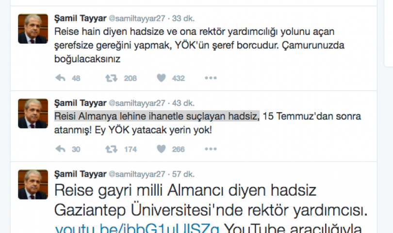 Şamil Tayyar kime "şerefsiz" dedi?