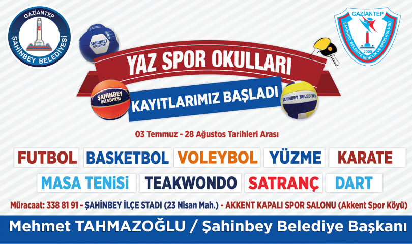 Şahinbey’de Yaz Spor Okulu Kayıtları Başlıyor