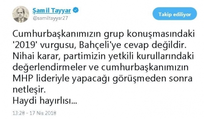 Milletvekili Şamil Tayyar’dan erken seçim değerlendirmesi