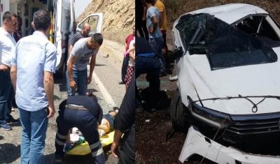 Lastiği patlayan otomobil takla attı: 2 yaralı