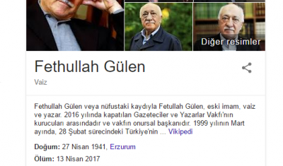 Google, Fethullah Gülen'in ölüm tarihini yayınladı