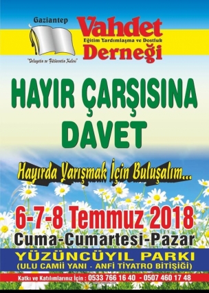 Vahdet derneğinden hayır çarşısı